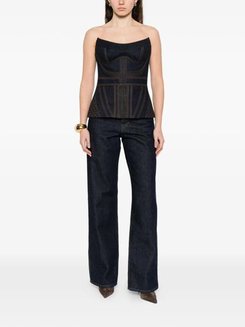 ZIMMERMANN corded denim corset - Blue