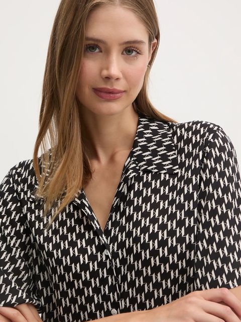 Karl Lagerfeld koszula damska kolor czarny regular z kołnierzykiem klasycznym A1W46044 - zdjęcie produktu nr 2