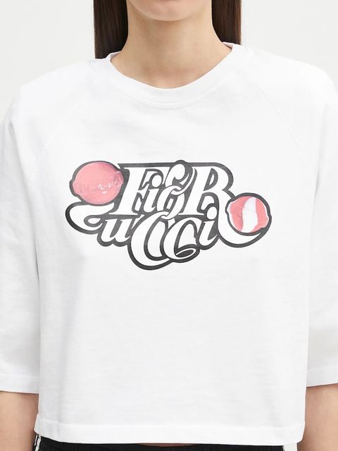 Fiorucci t-shirt bawełniany Curly Lollipop Logo Cropped Padded damski kolor biały U02SPTSH106CJ01WH01