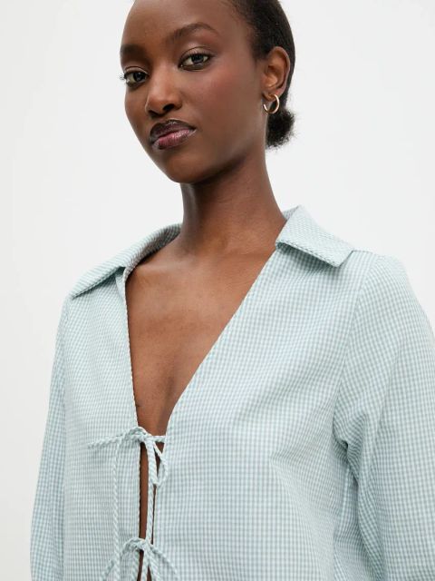 Answear.LAB koszula damska kolor zielony regular z kołnierzykiem klasycznym