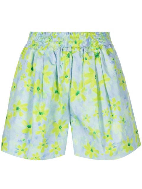 Marni watercolour floral-pattern cotton shorts - Blue - zdjęcie produktu nr 1