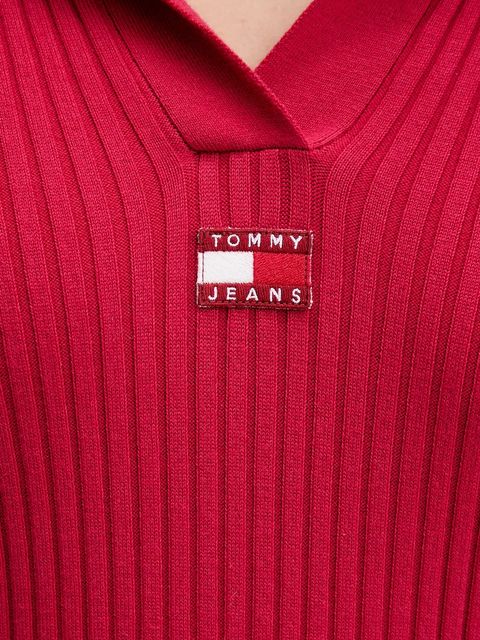Tommy Jeans sukienka kolor bordowy mini dopasowana DW0DW22183