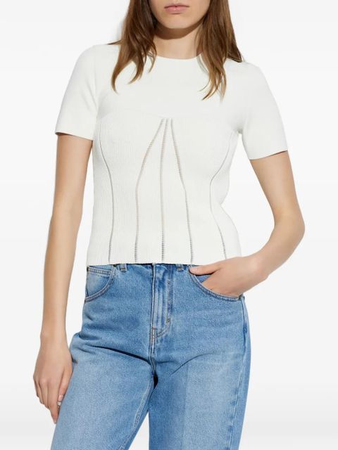 Alexander McQueen ribbed open-knit T-shirt - White