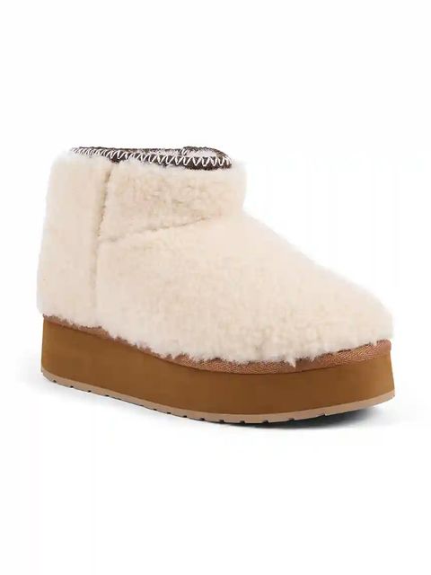 Emu Australia śniegowce wełniane Stinger Micro Flatform Teddy kolor beżowy W13187