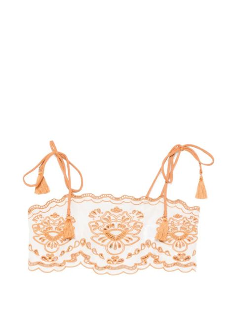 FARM Rio Tropi embroidered tassel-detail top - White - zdjęcie produktu nr 1