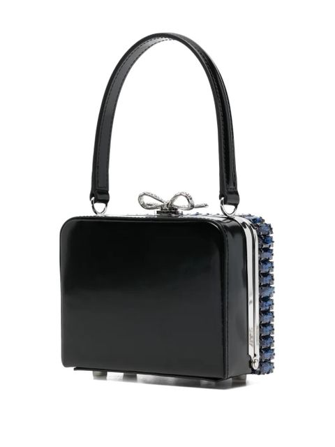 Self-Portrait crystal-embellished top-handle mini bag - Blue
