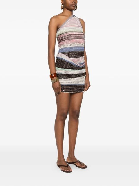 Missoni striped one-shoulder mini dress - Neutrals
