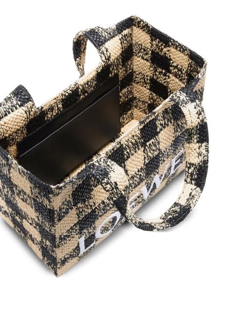 LOEWE Font checkerboard logo large tote bag - Neutrals