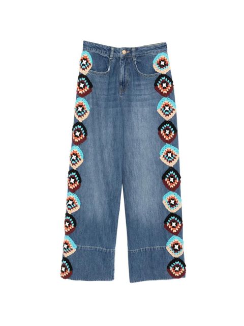 FARM Rio crochet-embellished jeans - Blue - zdjęcie produktu nr 1
