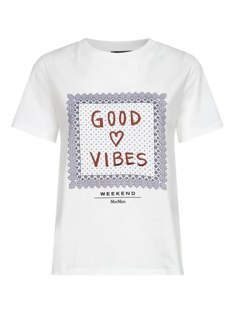 Weekend Max Mara embroidered-print cotton T-shirt - White - zdjęcie produktu nr 1
