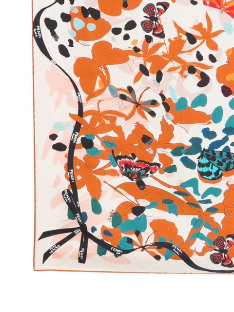 FENDI butterflies-print scarf - Neutrals