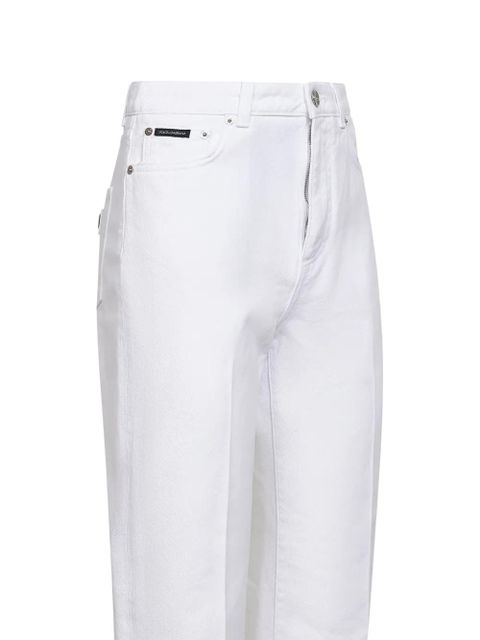 Dolce & Gabbana logo button flared jeans - White