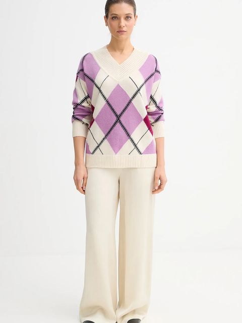 United Colors of Benetton sweter z dodatkiem wełny damski kolor fioletowy 1444E204E - zdjęcie produktu nr 2