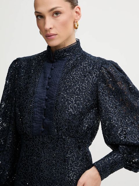 Bardot sukienka kolor granatowy mini rozkloszowana 58421DB4