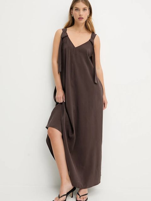 Answear.LAB sukienka kolor brązowy maxi rozkloszowana - zdjęcie produktu nr 1