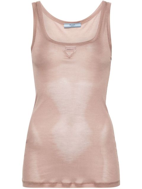 Prada triangle-appliqué silk top - Pink - zdjęcie produktu nr 1
