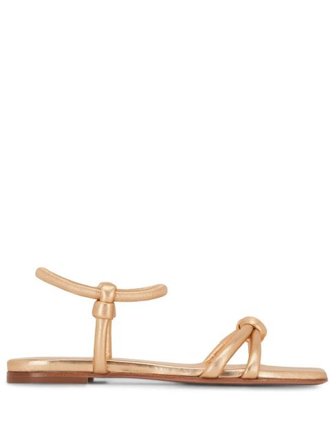 Gianvito Rossi knot-detail flat leather sandals - Gold - zdjęcie produktu nr 1
