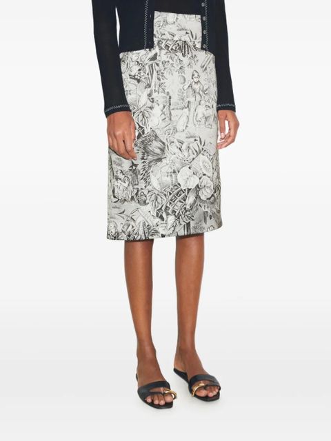 Tory Burch printed viscose skirt - Grey