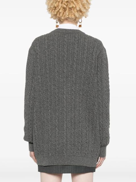 Alessandra Rich cable-knit wool cardigan - Grey