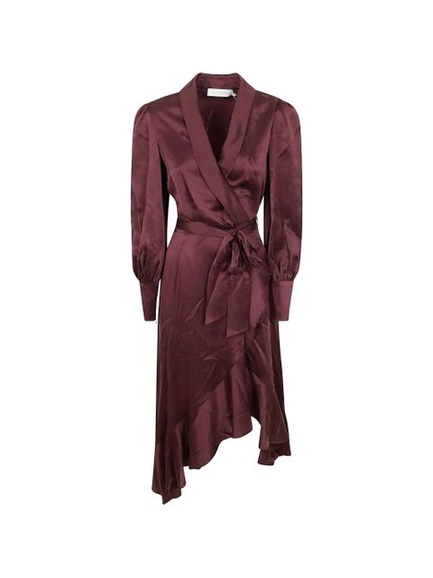 ZIMMERMANN ruffled wrap-design midi dress - Brown - zdjęcie produktu nr 1