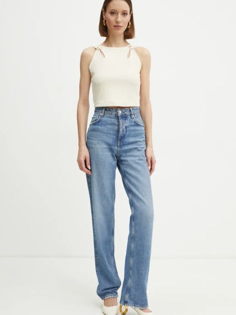 Guess bluzka damska kolor beżowy z aplikacją W5RP13 KAQL2