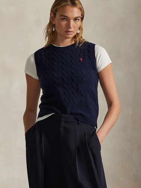 Polo Ralph Lauren kamizelka z kaszmirem damski kolor granatowy 211972134 - zdjęcie produktu nr 1