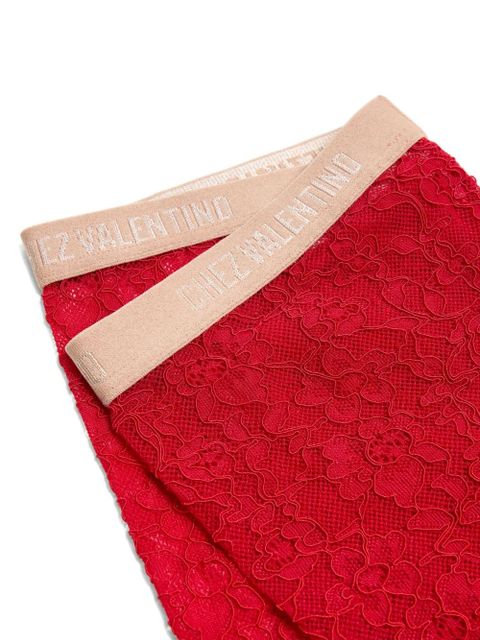 Valentino Garavani floral-lace tights - Red - zdjęcie produktu nr 2