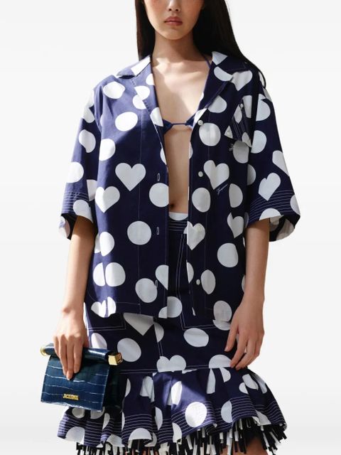 Jacquemus small Rond Carré croc-effect clutch bag - Blue - zdjęcie produktu nr 2