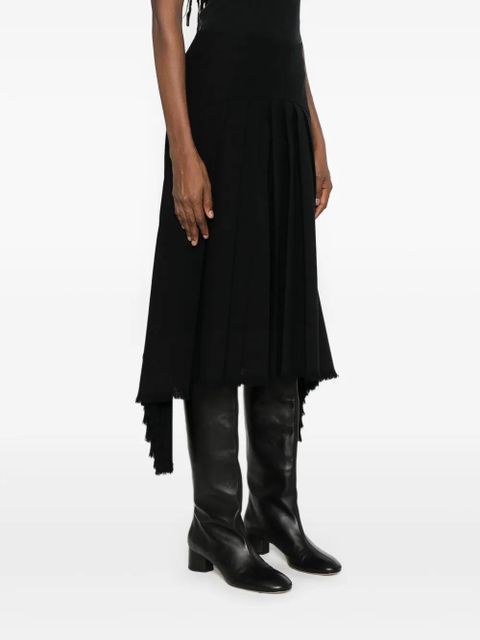 Jil Sander pleated frayed skirt - Black