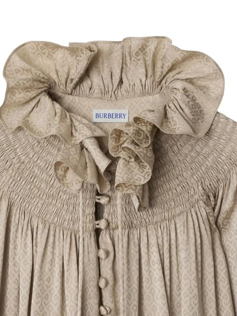 Burberry geometric-pattern ruffled-collar blouse - Neutrals - zdjęcie produktu nr 2