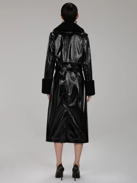 SELF PORTRAIT - Czarny lakierowany płaszcz