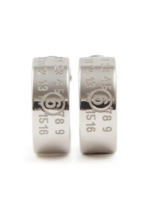 MM6 Maison Margiela Numeric engraved hoop earrings - Silver - zdjęcie produktu nr 1