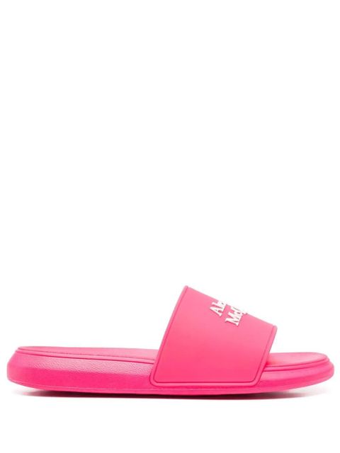 Alexander McQueen logo-appliqué slides - Pink - zdjęcie produktu nr 1