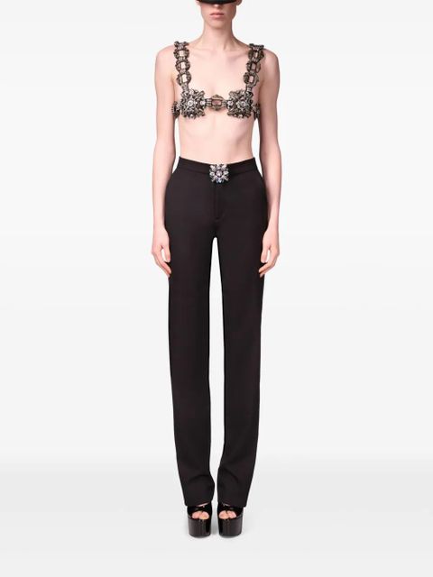 AREA crystal brooch trousers - Black