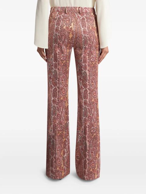 ETRO flared jacquard paisley-foliage trousers