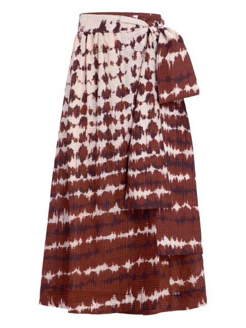 Marie Oliver Estine tie-dye wrap midi skirt - Red - zdjęcie produktu nr 1