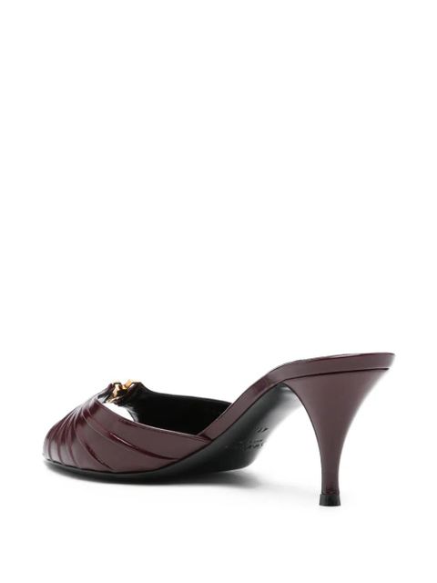 Saint Laurent Babylone gold-tone pleated sandals - Red