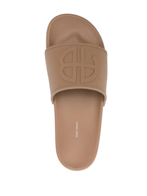 ANINE BING logo-embossed slides - Brown