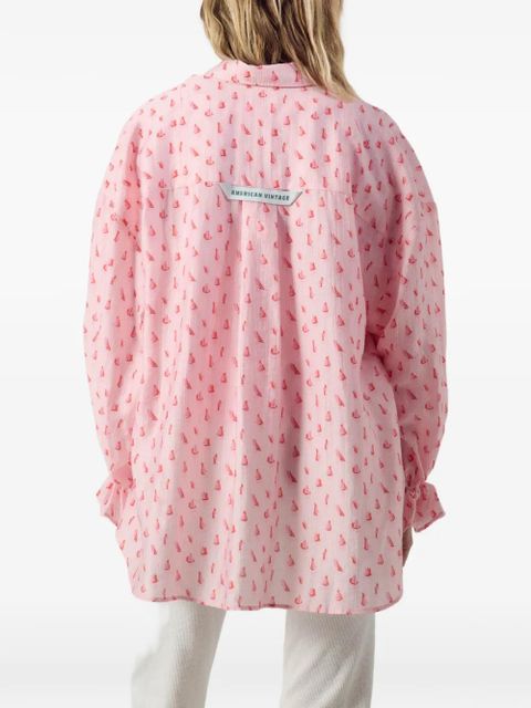 American Vintage sailboat-print ruffled shirt - Pink