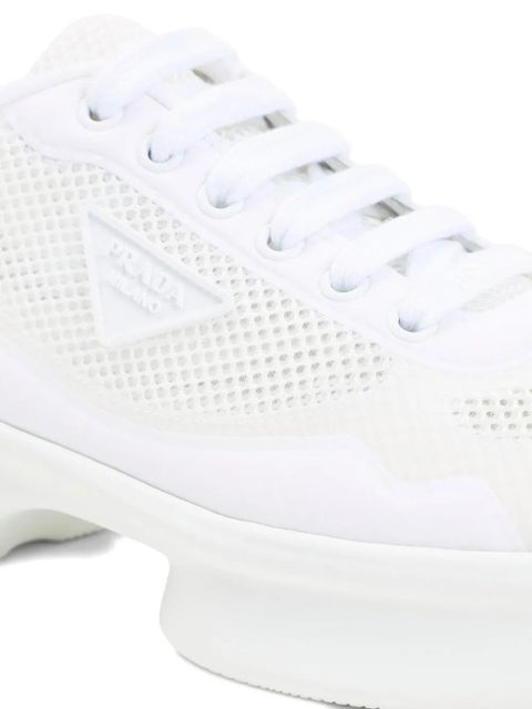 Prada mesh-panel lace-up sneakers - White