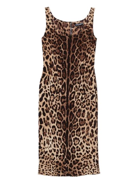 Dolce & Gabbana animal-print sleeveless midi dress - Brown - zdjęcie produktu nr 1