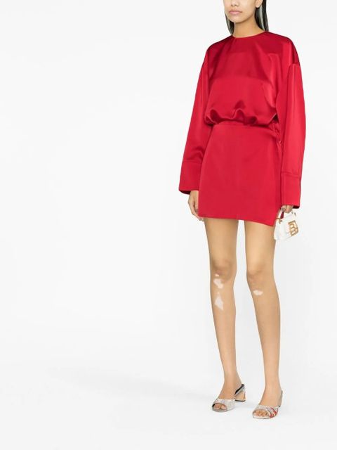 The Attico long-sleeve satin dress - Red - zdjęcie produktu nr 2