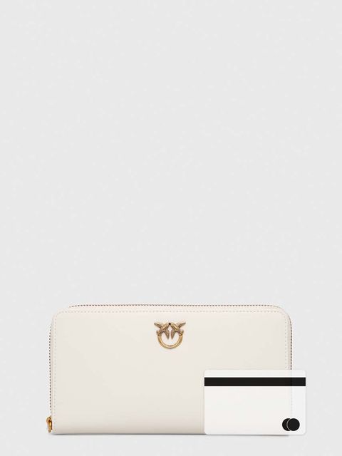 Pinko portfel skórzany kolor beżowy 100250 A0F1