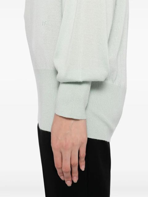 TOM FORD embroidered-logo boat-neck top - Green