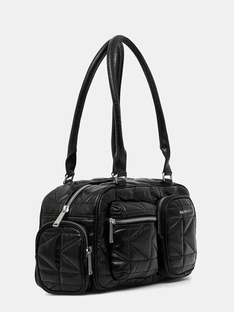 Karl Lagerfeld torebka skórzana K/KUILT kolor czarny B1W30089