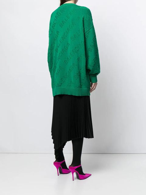 Balenciaga logo-intarsia oversized jumper - Green