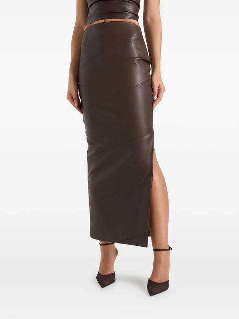 Manière De Voir Daisy panelled side-slit midi skirt - Brown - zdjęcie produktu nr 2