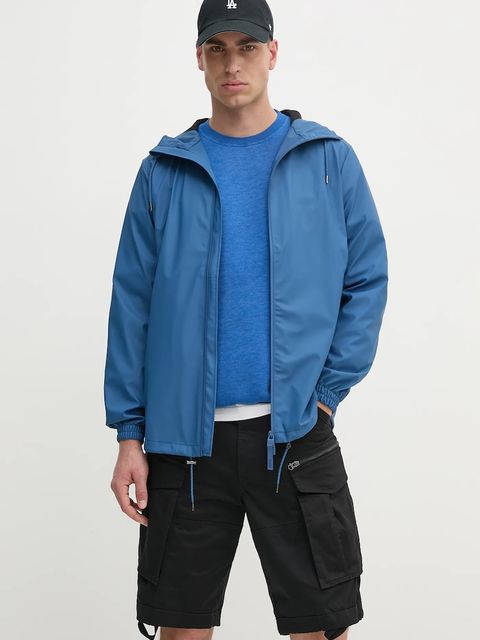 Rains kurtka Storm Breaker W3 kolor niebieski przejściowa oversize 18370