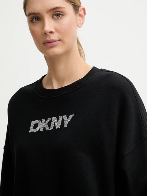 Dkny bluza bawełniana LOGO TERRY damska kolor czarny z aplikacją DP5T1370