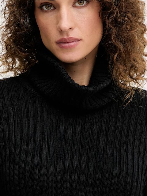 Luisa Spagnoli sweter wełniany damski kolor czarny z golfem 100120